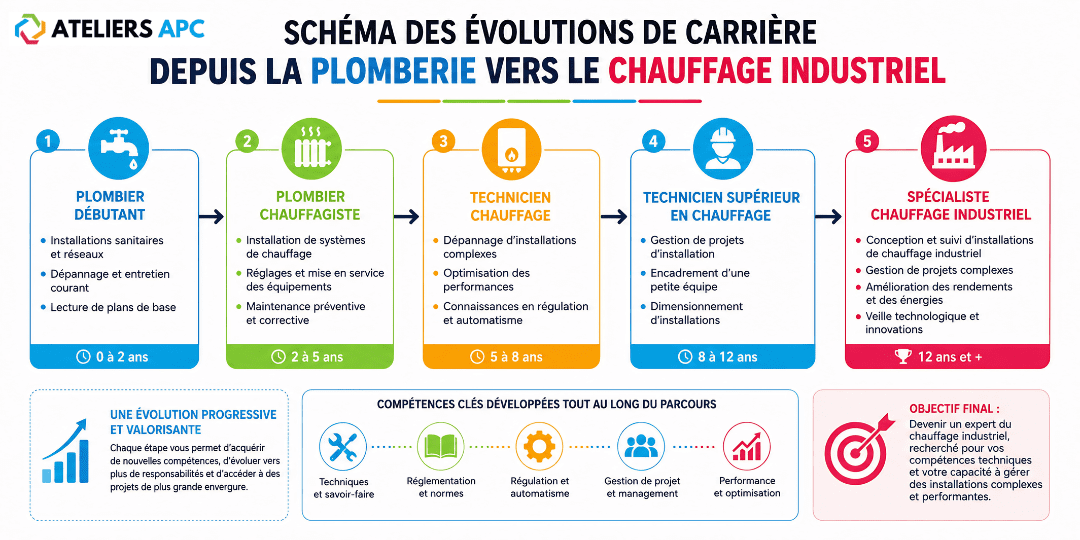 évolution carrière plombier chauffagiste industriel reconversion